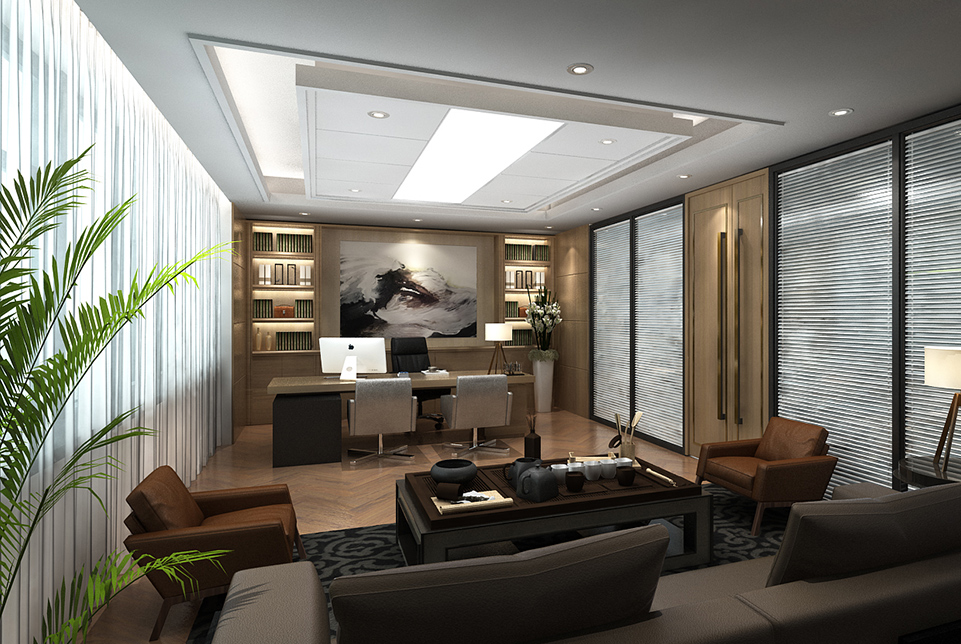 上海亞數信息科技老板辦公室裝修設計效果圖