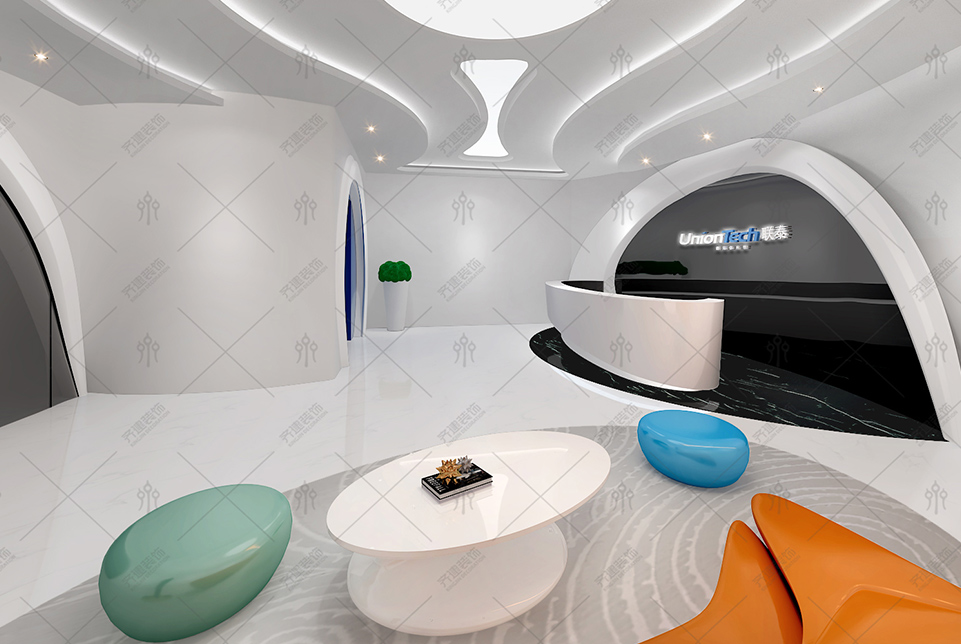 上海聯泰科技辦公室前臺裝修設計效果圖2