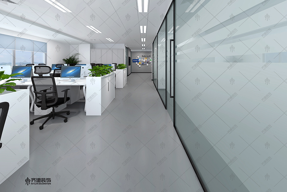 上海霄云信息科技辦公室走廊裝修設(shè)計效果圖