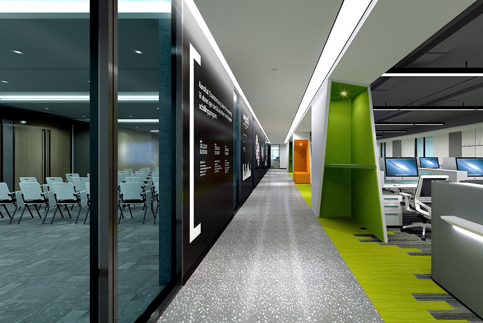 上海德馬物流辦公區(qū)過道動(dòng)線裝修設(shè)計(jì)效果圖